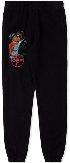 Off White Black Sweatpants With Logo And Kiss Print Worn By Tyga