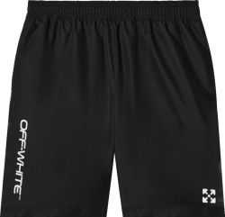 Off White Black Vertical Logo Swim Shorts