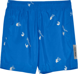 Bright Blue Allover-Logo Swim Shorts