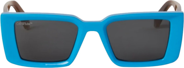 Off White Blue And Brown Arms Rectangular Sunglasses