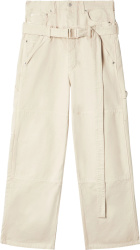 Off White Cream Wave Off Belted Pants