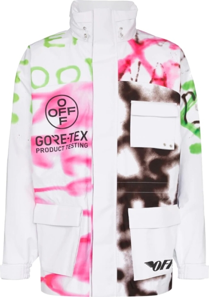 Off White Goretex Griffiti Print White Jacket