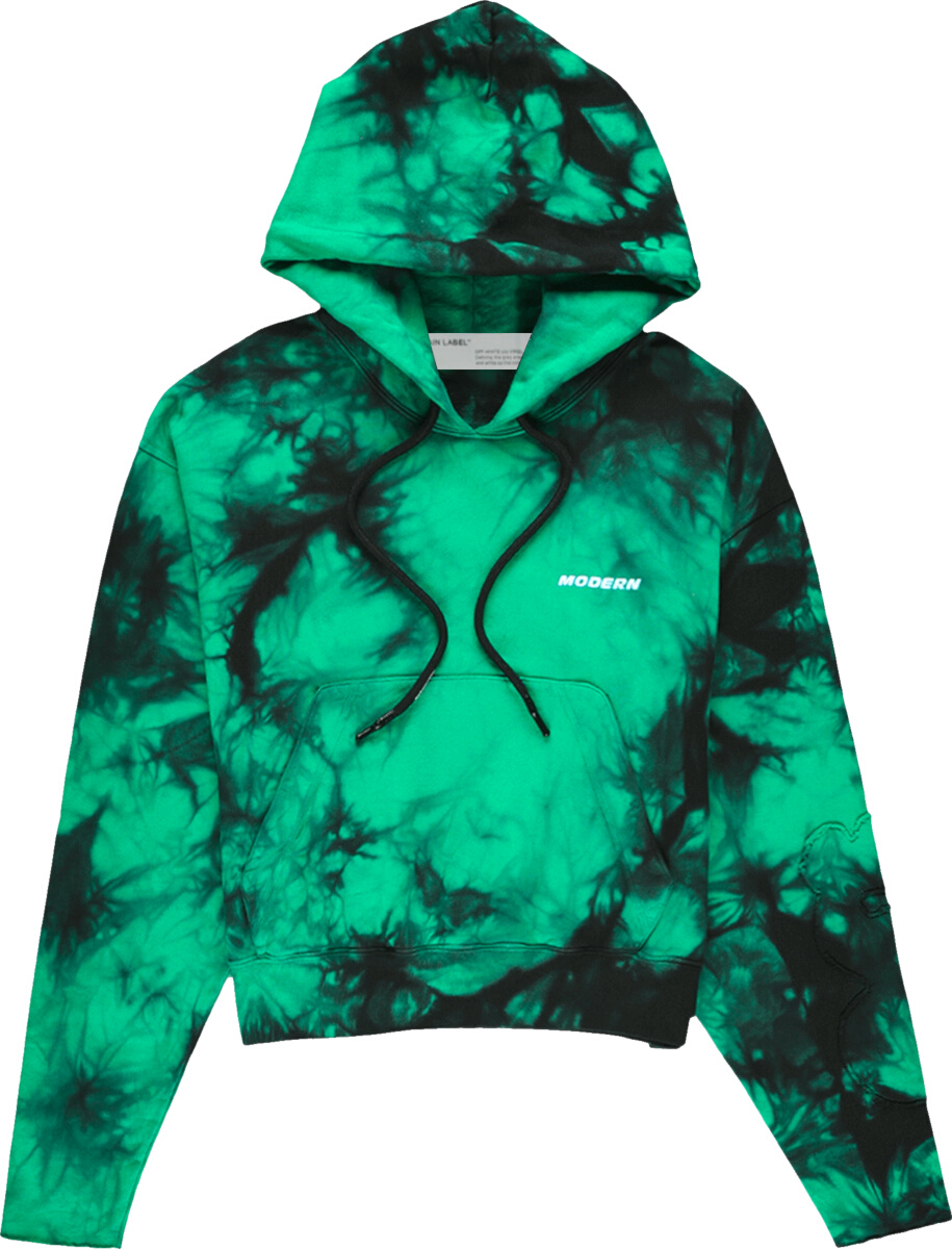 Off-White Green & Black Tie-Dye 'Modern' Hoodie | Incorporated Style