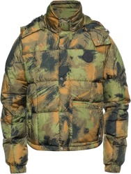 Off White Green Brown Paint Brush Camo Puffer Jacket