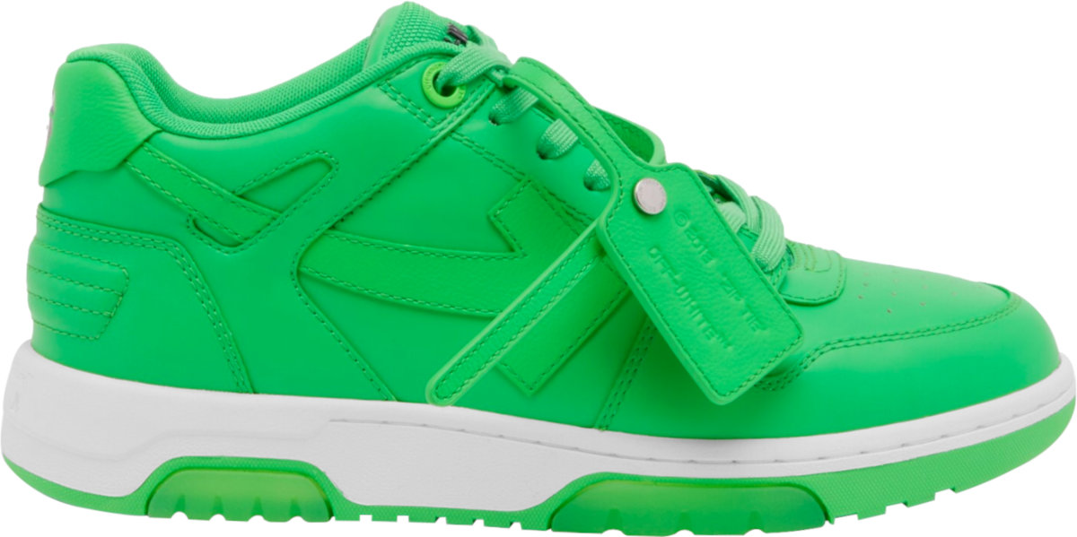 Off-White Green Leather 'OOO' Sneakers | INC STYLE