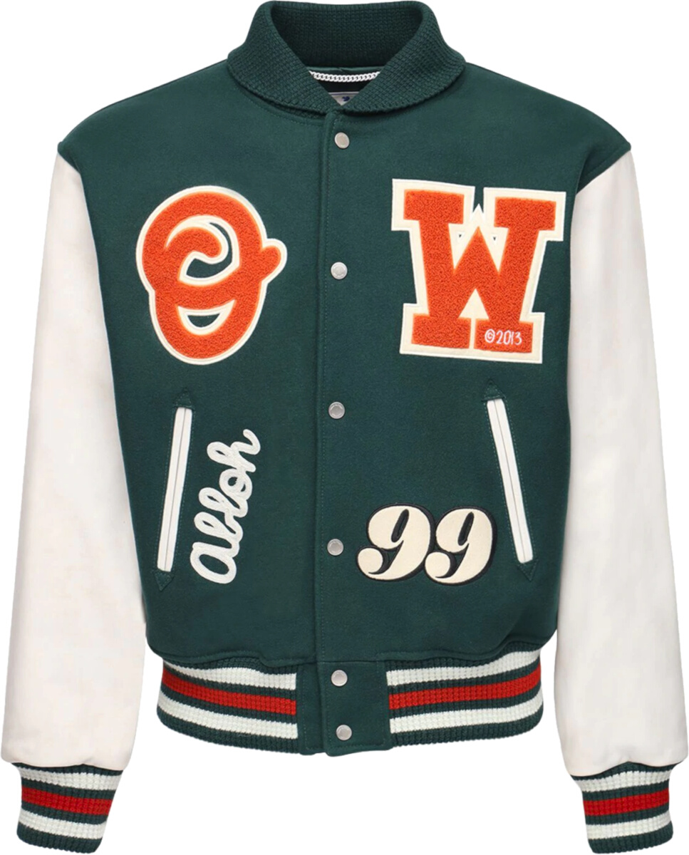 Off-White Green & Orange Varsity Jacket | Incorporated Style
