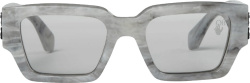 Off White Grey Marbled Square Double Arrow Sunglasses