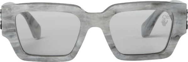 Off White Grey Marbled Square Double Arrow Sunglasses