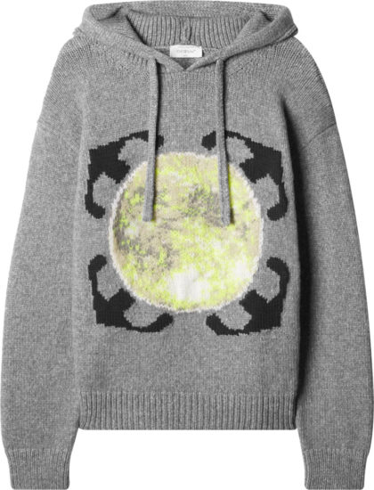 Off White Grey Moon Knit Hoodie