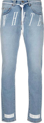 Light Blue 'WHITE' Drawstring Jeans