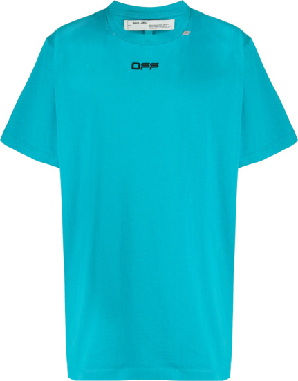 Off White Neon Blue Logo Print T Shirt