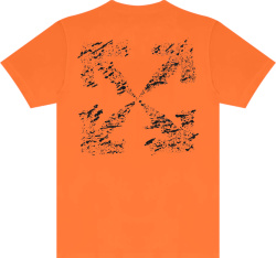 Off White Orange Sprayed Arrows T Shirt