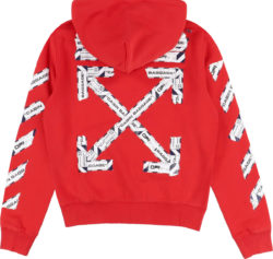 Off White Red Airport Tape Hoodie