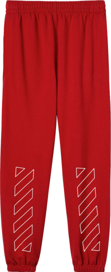 Off White Red Diagonal Outline Logo Sweatpants