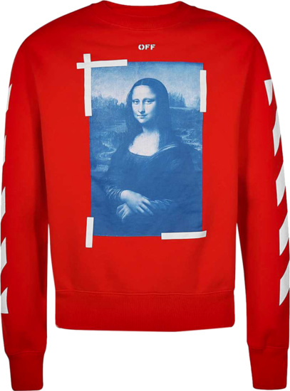 Off White Red Mona Lisa Tape Crewneck Sweatshirt