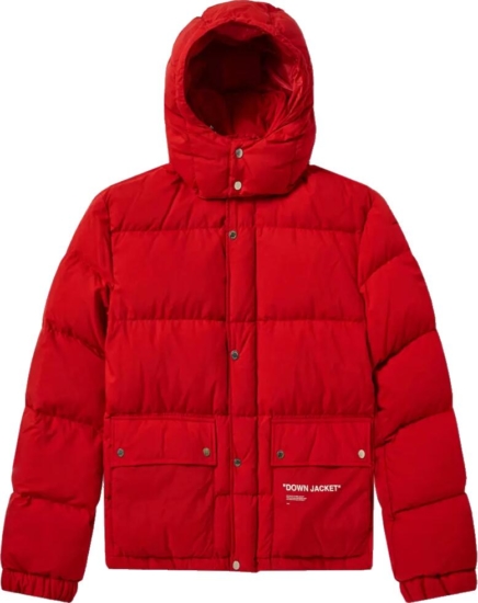 Off White Red Puffer Coat