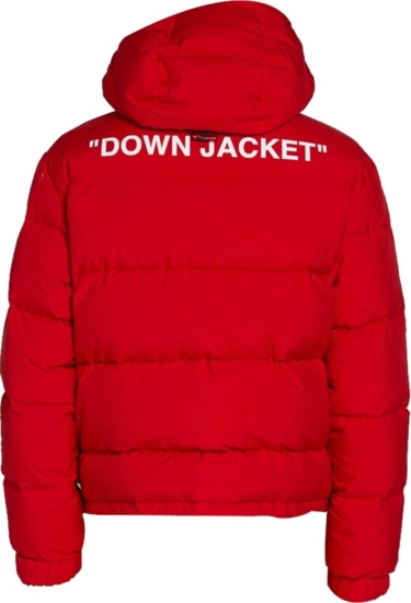 Off White Red Quote Puffer Jacket