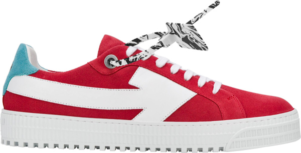 Off White Red Suede Low Top Arrow Sneakers