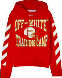 Off White Saks Exclusive Red Training Camp Football Logo Hoodie