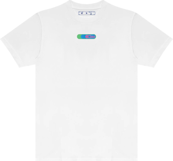 Off White White And Blue Green Purple Oval Logo T Shirt