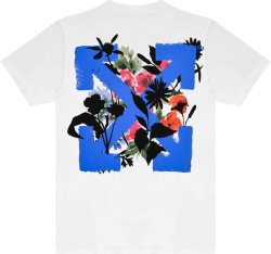 Off White White And Light Blue Flower Arrows Logo T Shirt