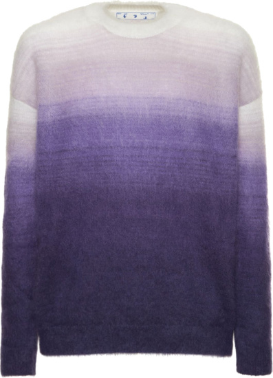 Off White White And Purple Gradient Shaggy Sweater