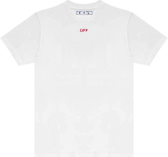 Off White White And Red Stencil Spray Arrows Logo T Shirt