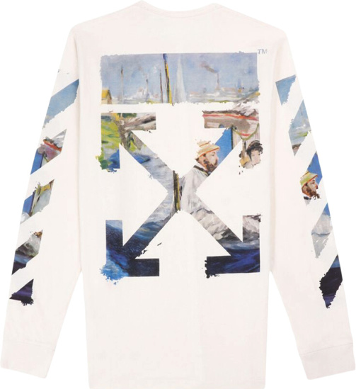 Off-White White 'Monet Diag' Long Sleeve T-Shirt | Incorporated Style