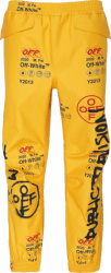 Off White Yellow Allover Logo Goretex Pants