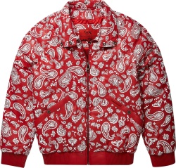 Original Goose Country Red Leather Paisley Bomber Jacket