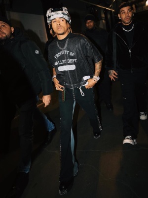 Ozuna Wearing A Burberry Trapper Hat Gallery Dept Tee Gallery Dept Jeans And Celine Boots