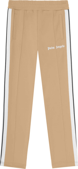 Palm Angels Beige And White Side Stripe Trackpants