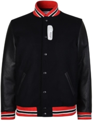 Black & Red-Trim Varsity Jacket