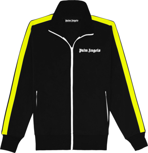 Palm Angels Black And Neon Yellow Track Jacket