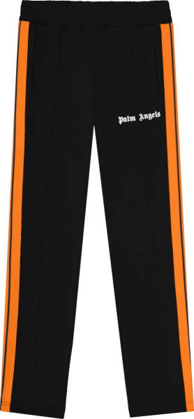 Palm Angels Black And Orange Stripe Track Pants