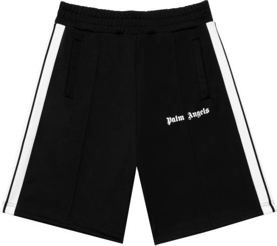 Palm Angels Black And White Stripe Track Shorts