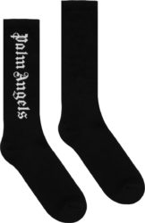 Palm Angels Black And White Vertical Logo Socks