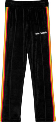 Black Chenille & Rainbow-Stripe Trackpants