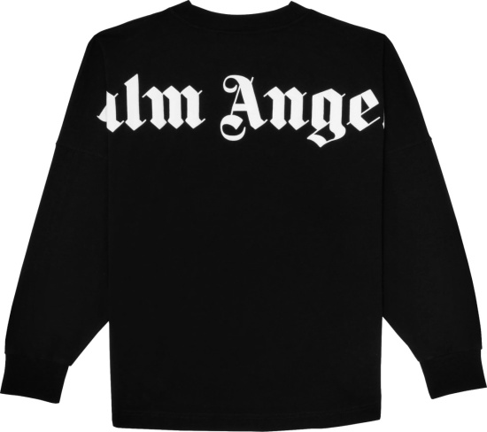 Palm Angels Black Collar Logo Long Sleeve T Shirt