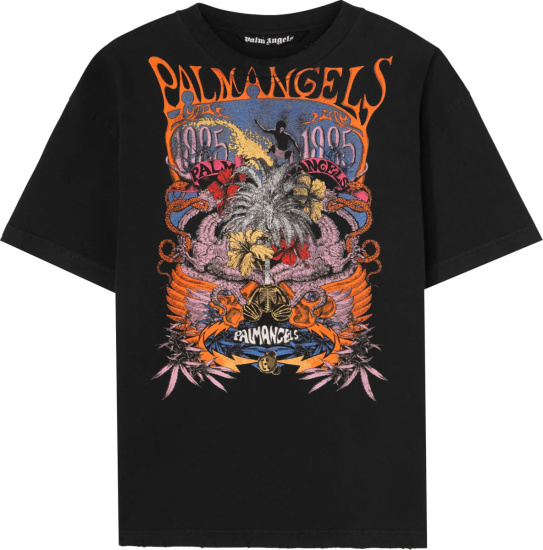 Palm Angels Black Palm Concert Logo Print T Shirt