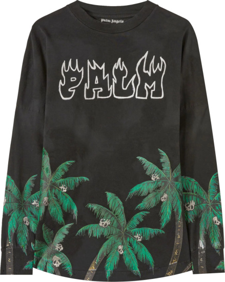 Palm Angels Black Palmskull Long Sleeve T Shirt