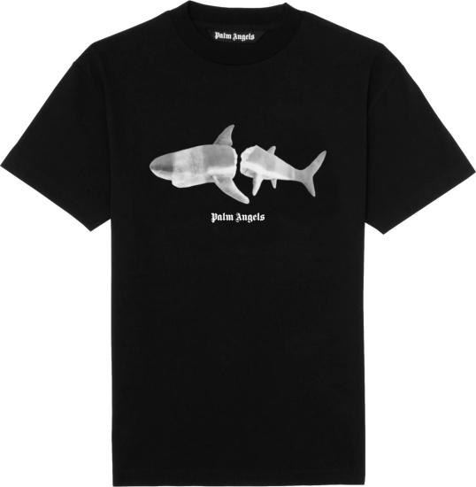 Palm Angels Black Shark Logo T Shirt