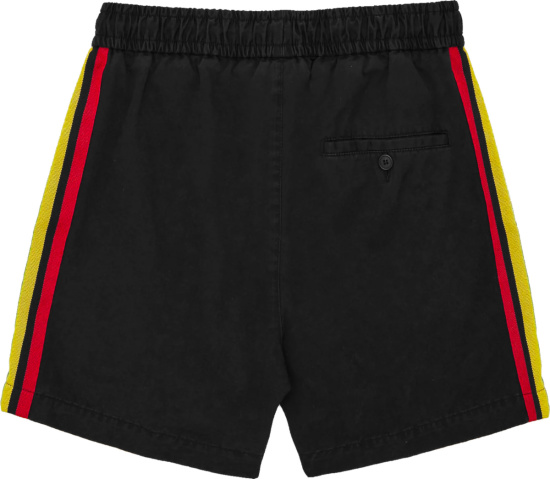 Palm Angels Black Shorts With Side Tape Stripes