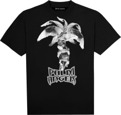 Palm Angels Black Statue Logo Print T Shirt