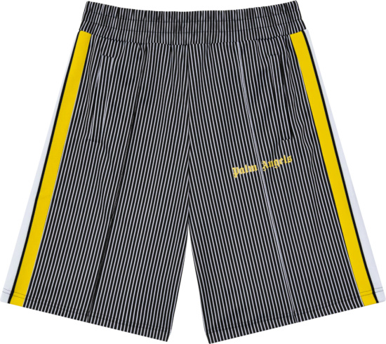 Palm Angels Black White Pinstripe Shorts