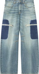 Palm Angels Blue Contrast Pocket Baggy Fit Jeans
