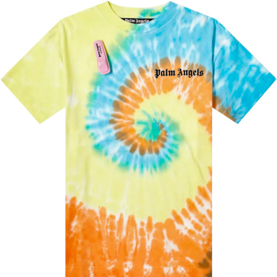 Palm Angels Blue Yellow And Orange Tie Dye T Shirt