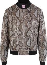Palm Angels Brown And Grey Snakeskin Sequin Jacket