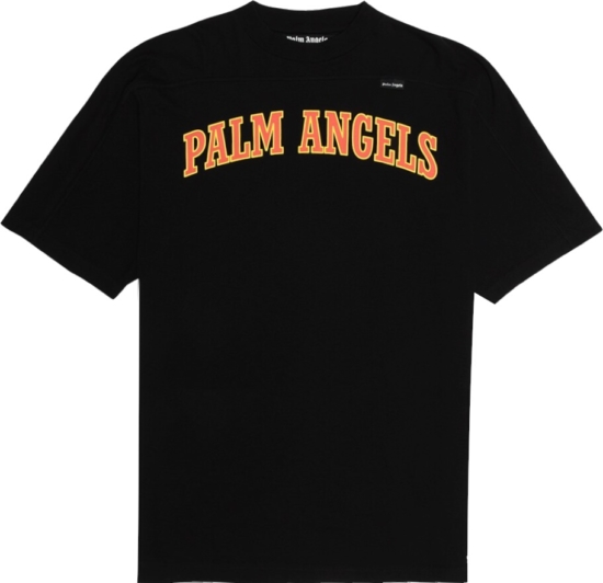 Palm Angels College Logo Prin Black T Shirt