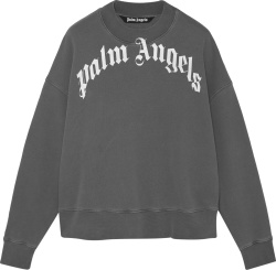Palm Angels Dark Grey Curved Logo Sweatshirt